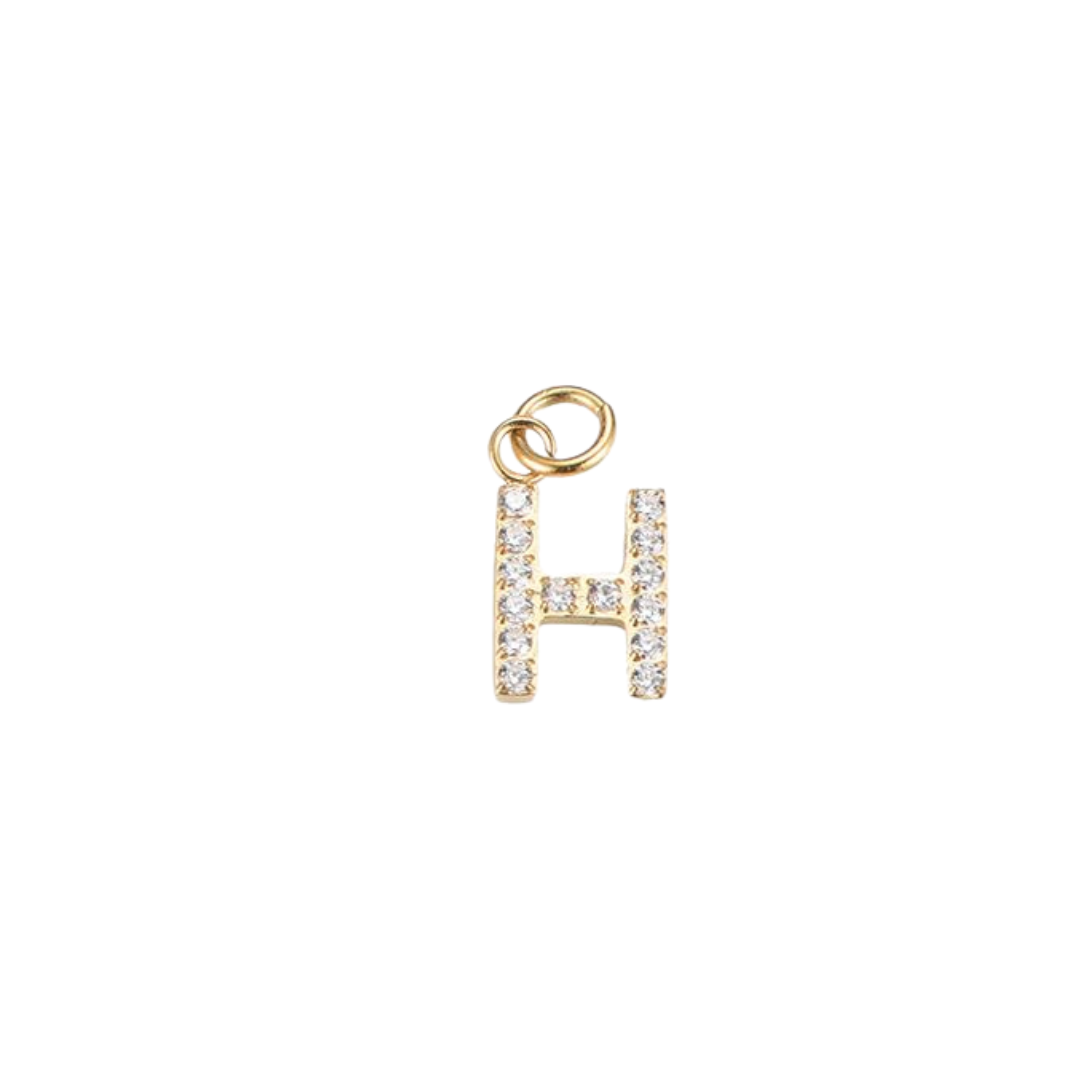 Edelstahl Charm "Letter Gold" mit Zirkonia Steinen