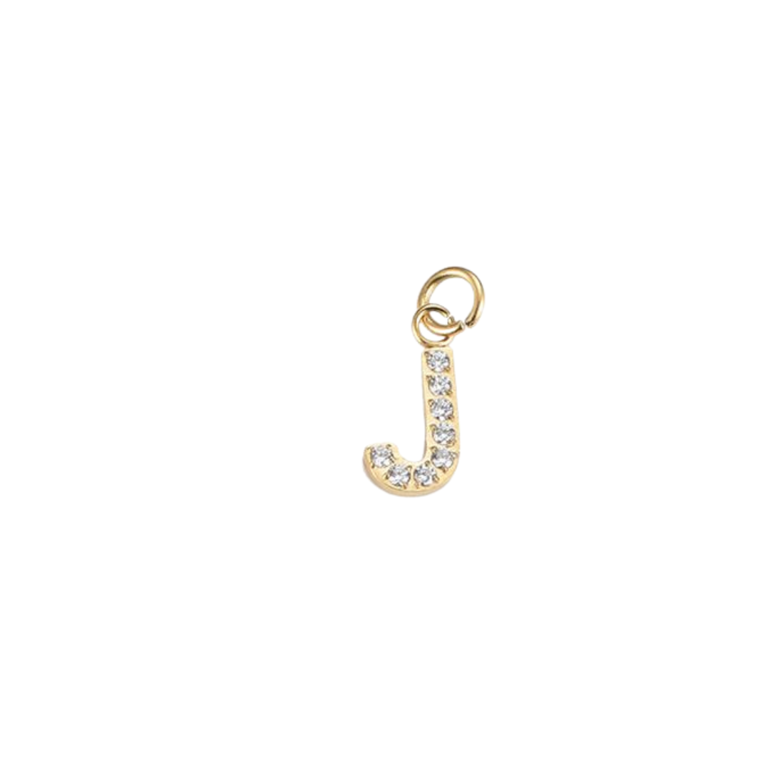 Edelstahl Charm "Letter Gold" mit Zirkonia Steinen
