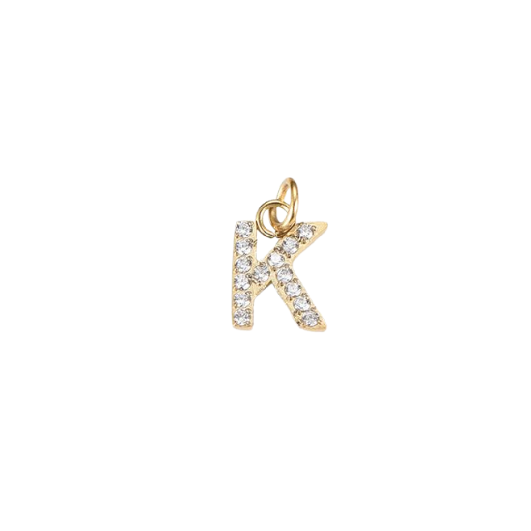 Edelstahl Charm "Letter Gold" mit Zirkonia Steinen