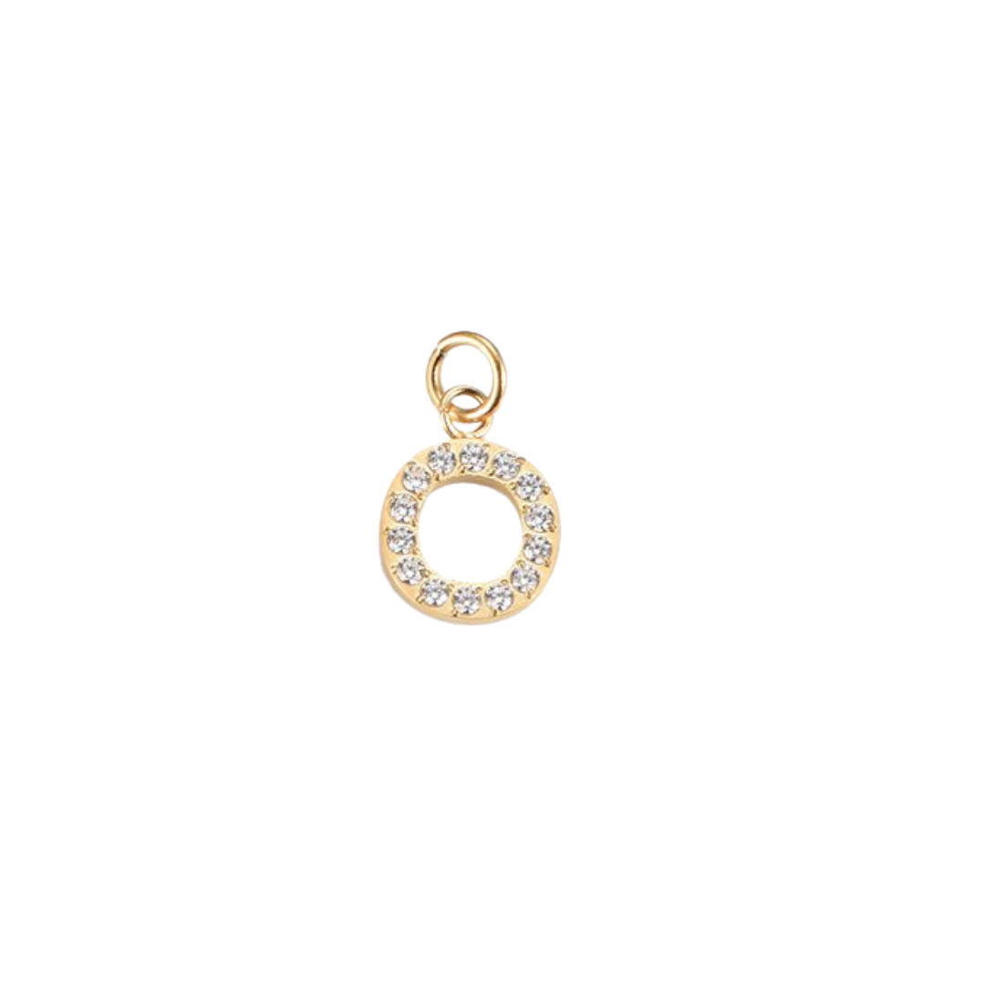 Edelstahl Charm "Letter Gold" mit Zirkonia Steinen