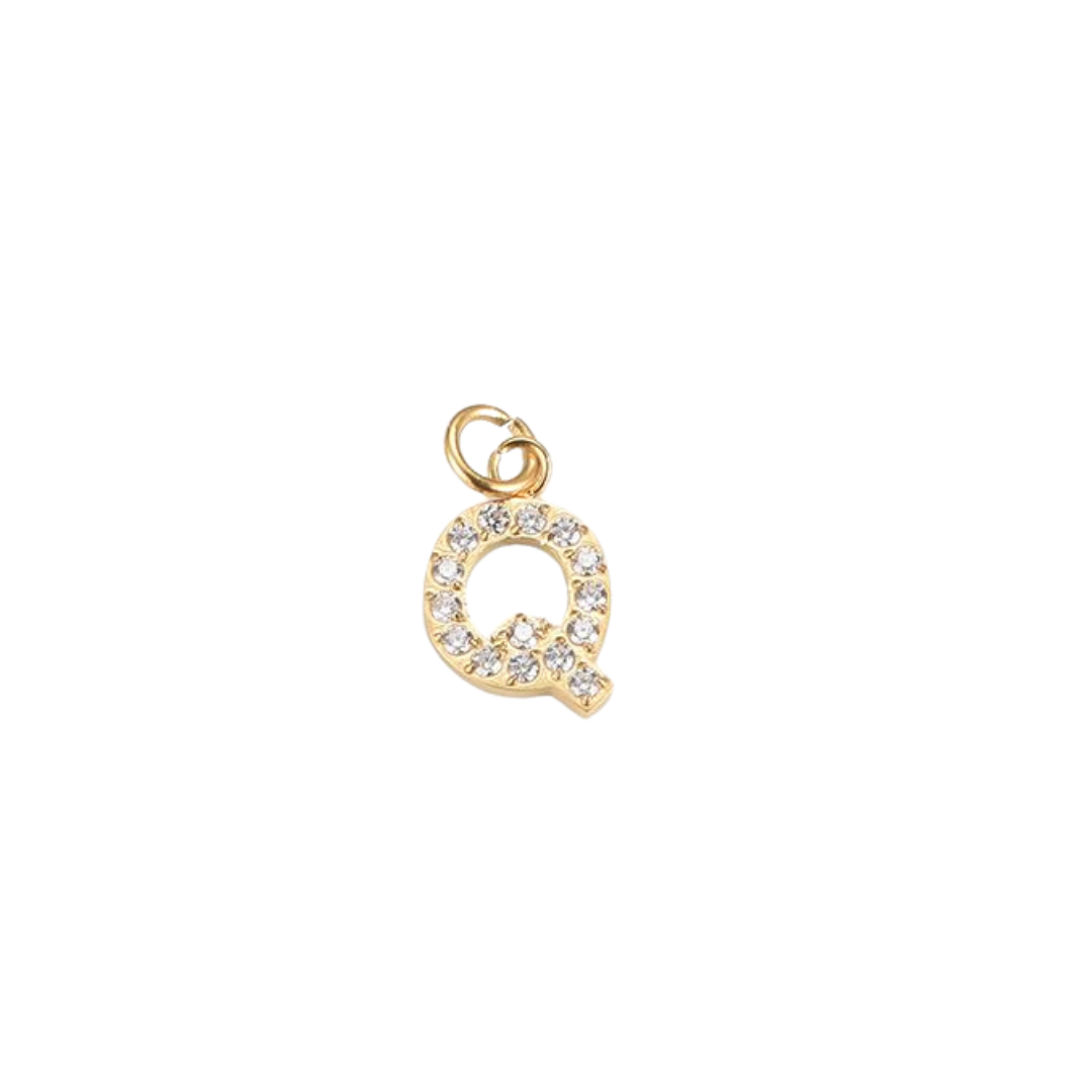 Edelstahl Charm "Letter Gold" mit Zirkonia Steinen