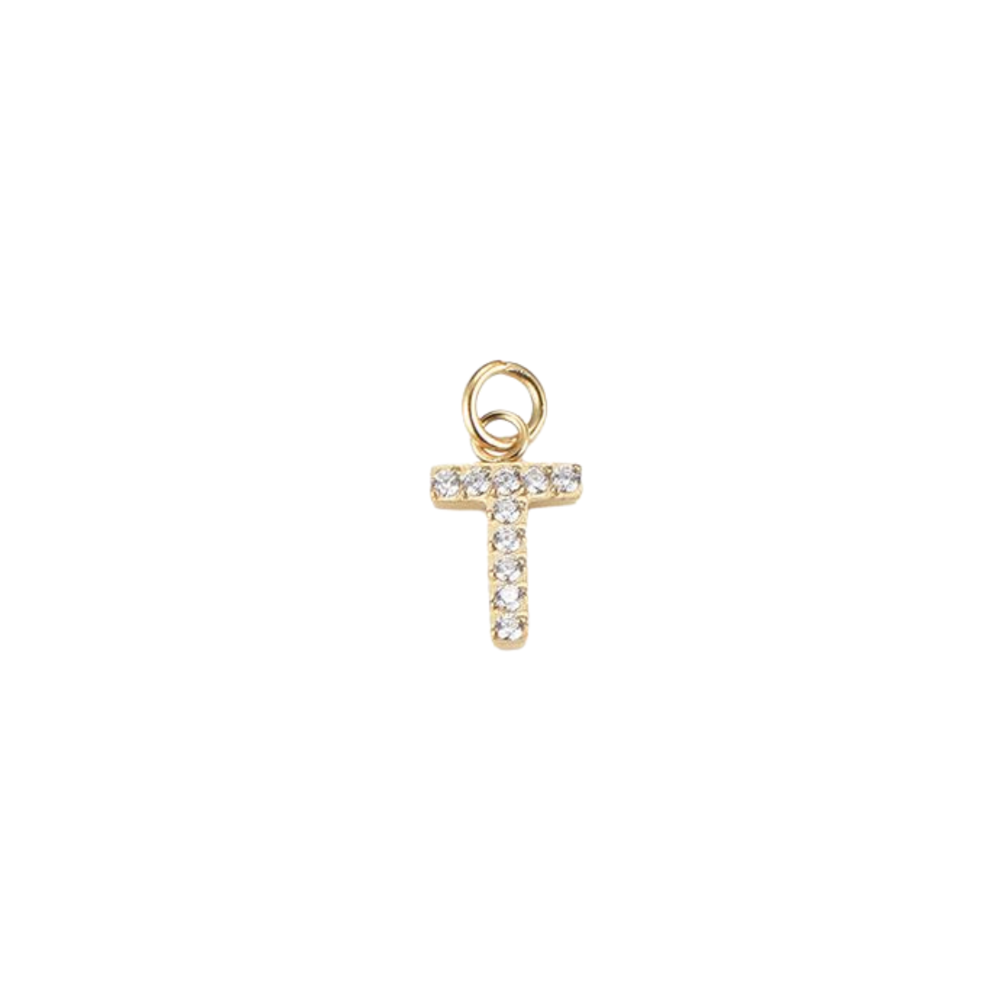 Edelstahl Charm "Letter Gold" mit Zirkonia Steinen