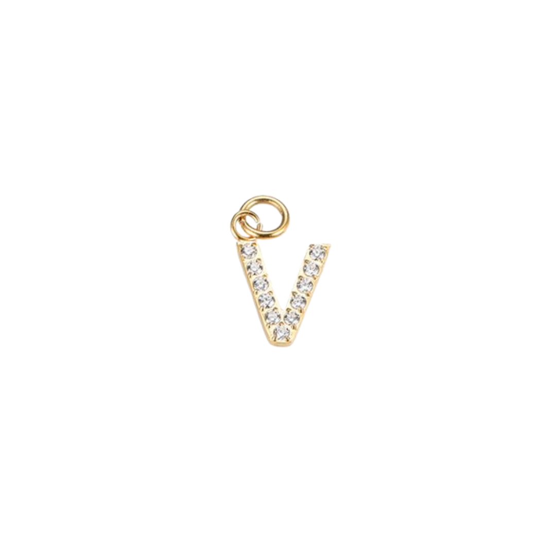 Edelstahl Charm "Letter Gold" mit Zirkonia Steinen