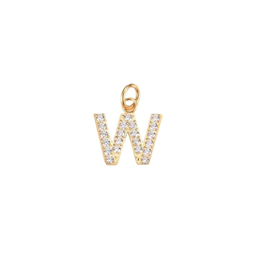 Edelstahl Charm "Letter Gold" mit Zirkonia Steinen