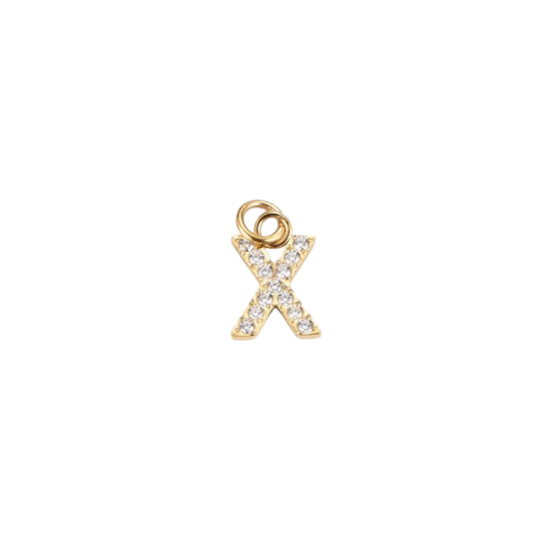 Edelstahl Charm "Letter Gold" mit Zirkonia Steinen