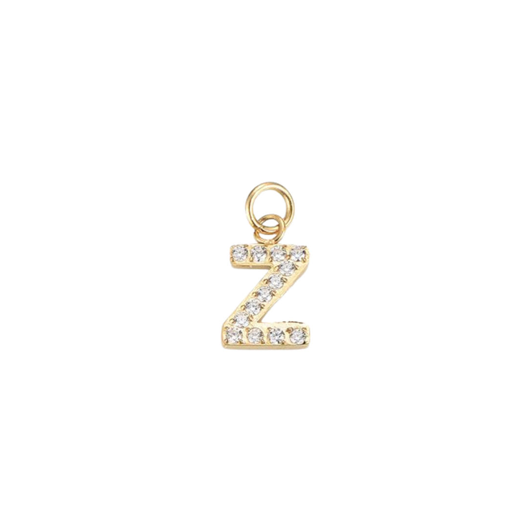 Edelstahl Charm "Letter Gold" mit Zirkonia Steinen