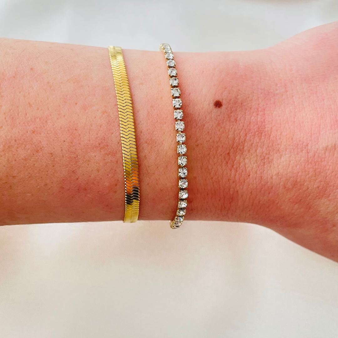 Stainless steel bracelet "Snake Gold" 14K gold plated
