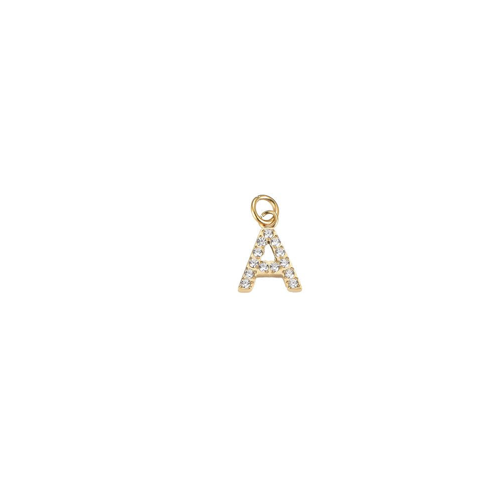 Edelstahl Charm "Letter Gold" mit Zirkonia Steinen