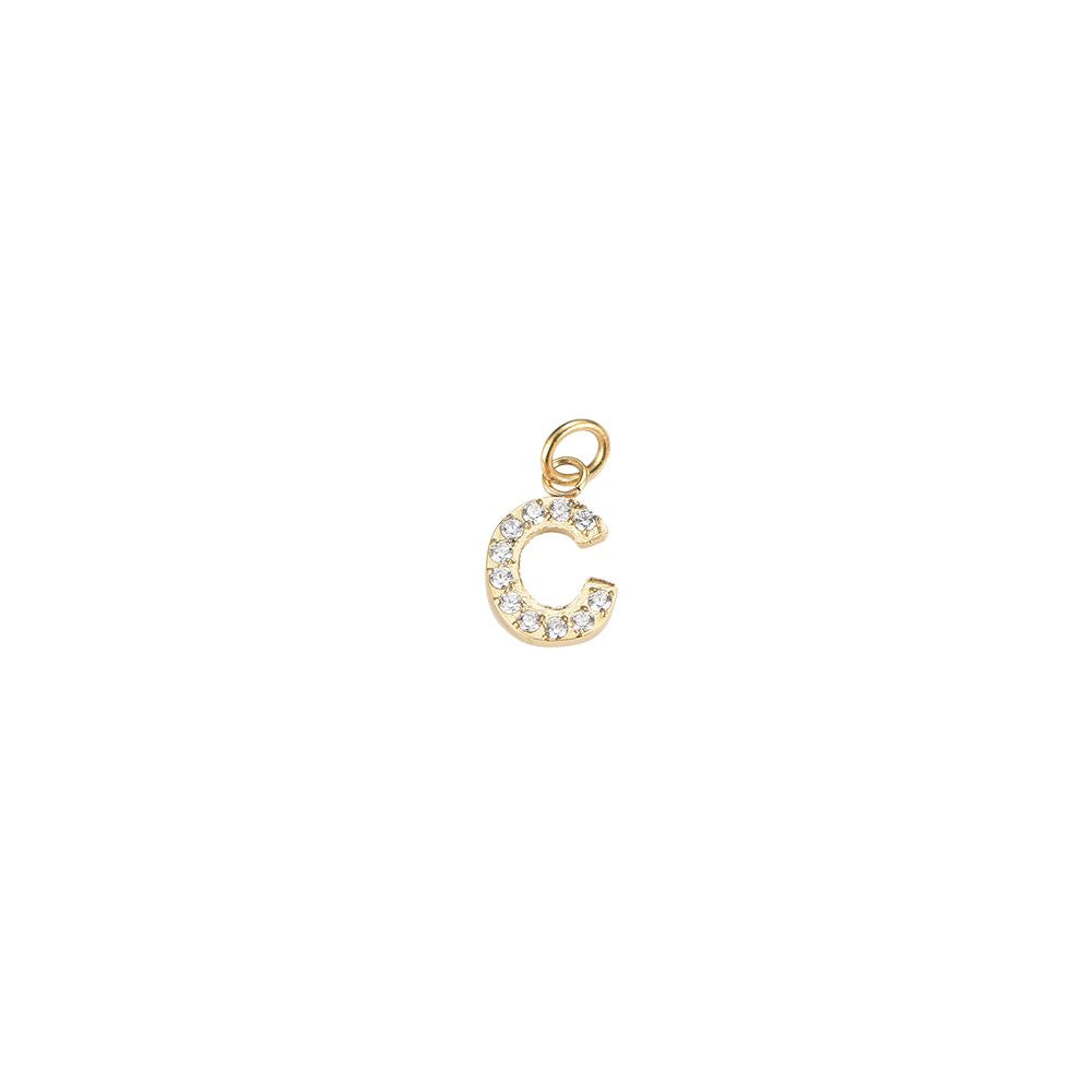 Edelstahl Charm "Letter Gold" mit Zirkonia Steinen