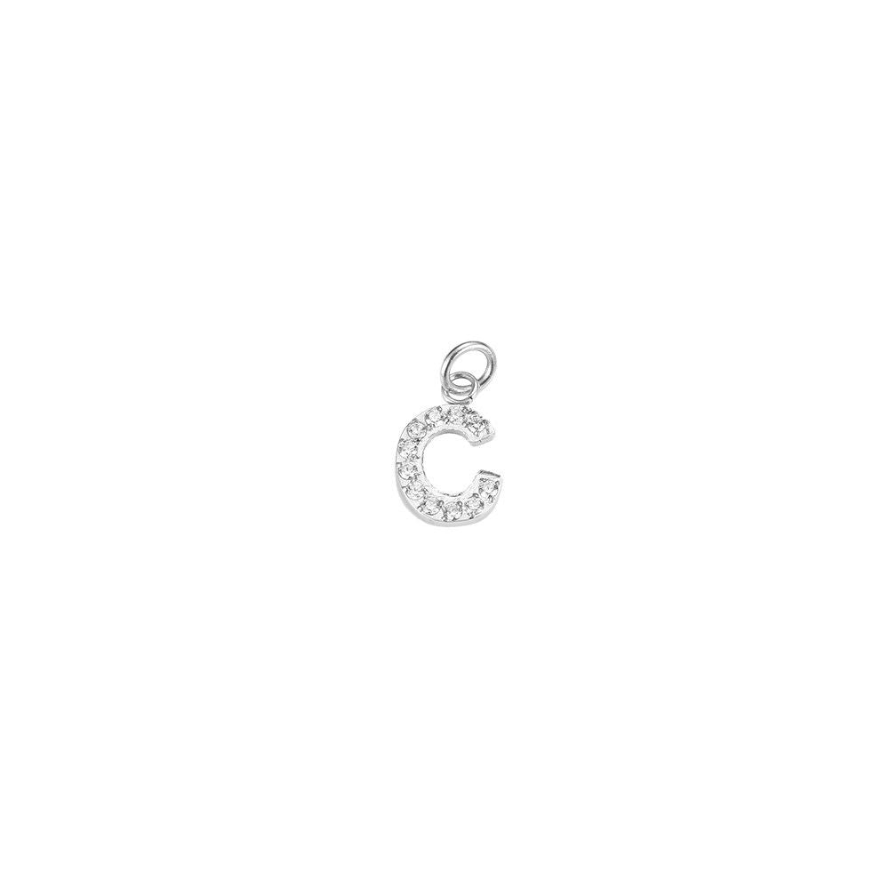 Edelstahl Charm "Letter Silber" mit Zirkonia Steinen