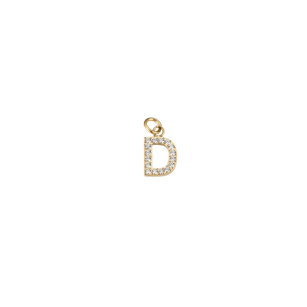 Edelstahl Charm "Letter Gold" mit Zirkonia Steinen