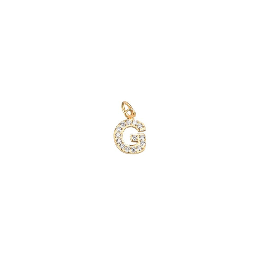 Edelstahl Charm "Letter Gold" mit Zirkonia Steinen