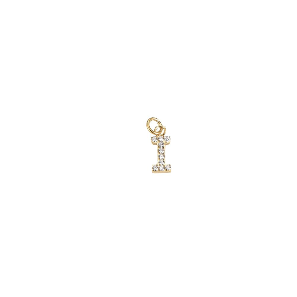 Edelstahl Charm "Letter Gold" mit Zirkonia Steinen