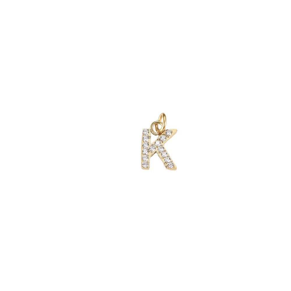 Edelstahl Charm "Letter Gold" mit Zirkonia Steinen