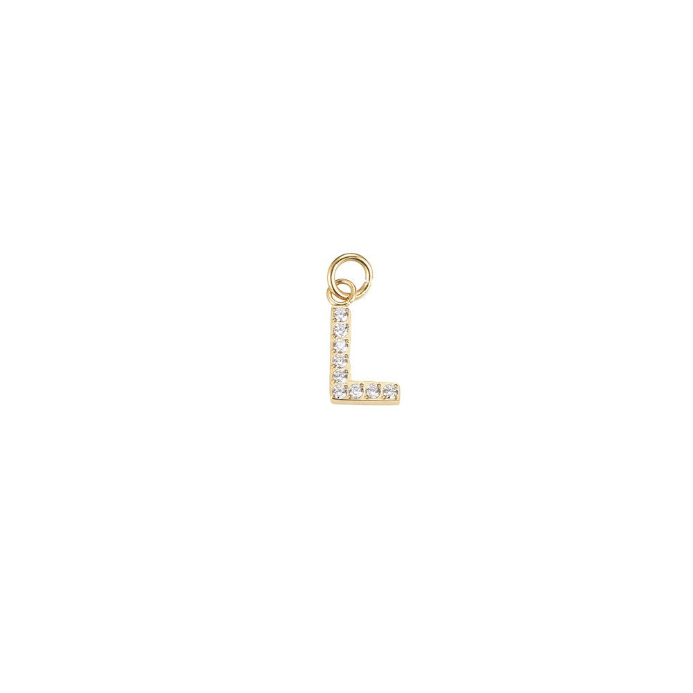 Edelstahl Charm "Letter Gold" mit Zirkonia Steinen