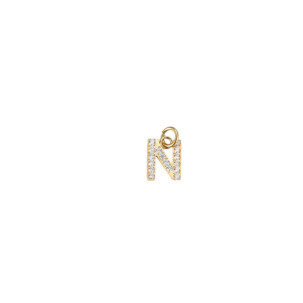 Edelstahl Charm "Letter Gold" mit Zirkonia Steinen