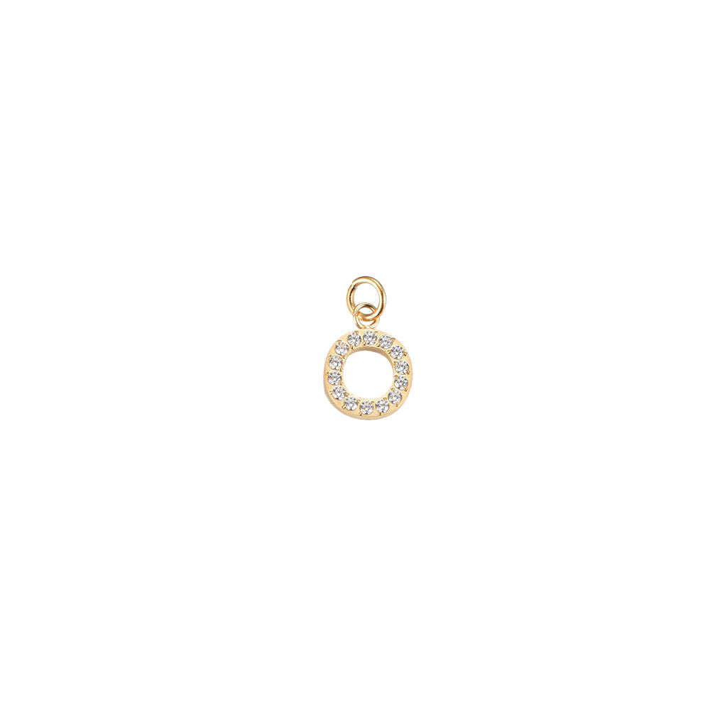 Edelstahl Charm "Letter Gold" mit Zirkonia Steinen