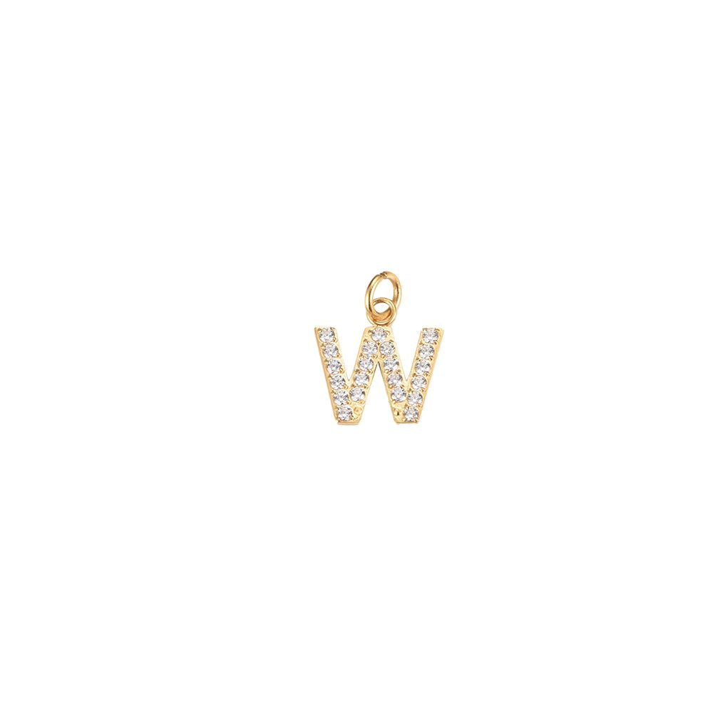 Edelstahl Charm "Letter Gold" mit Zirkonia Steinen