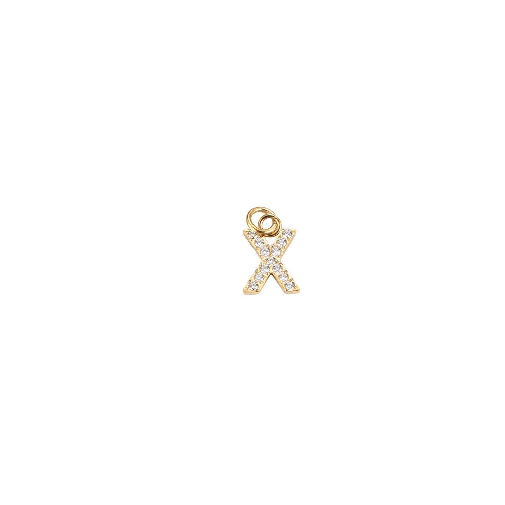 Edelstahl Charm "Letter Gold" mit Zirkonia Steinen