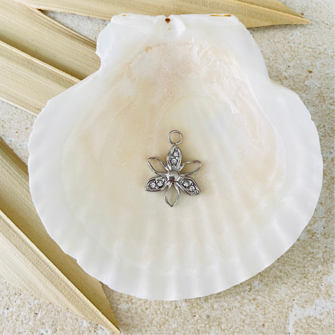 Edelstahl Charm "Bloom Silber" 14K vergoldet