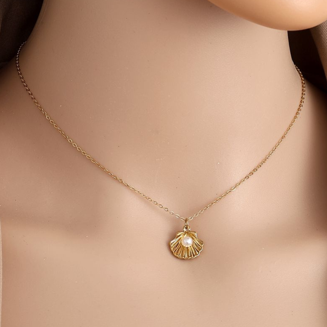 Edelstahl Kette "Kalea Gold" mit veganer Perle