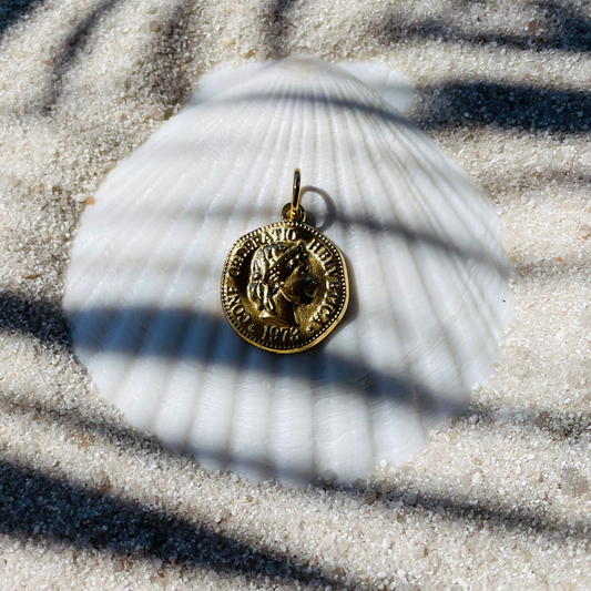 Edelstahl Charm "Coin Gold" 14K vergoldet