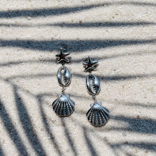 Edelstahl Ohrstecker "Sea Vibe Silber" 14K vergoldet