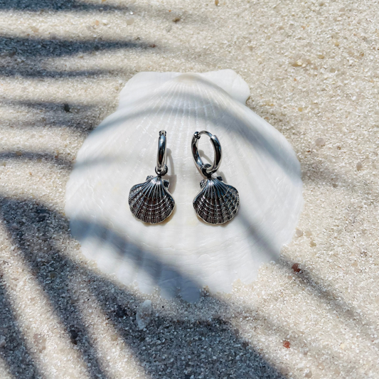 Edelstahl Ohrringe "Shell Silber" 14K vergoldet