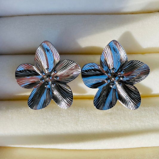 Edelstahl Ohrstecker "Bloom Silber" 14K vergoldet