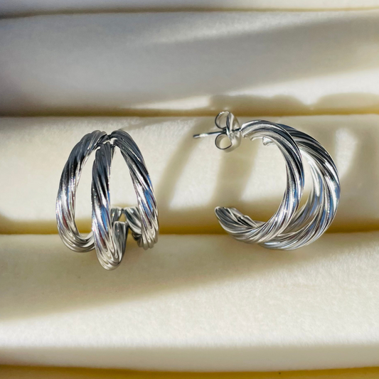 Edelstahl Ohrstecker "Olivia Silber" 14K vergoldet