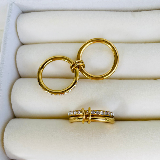 Edelstahl Ring "Pave Gold" 14K vergoldet