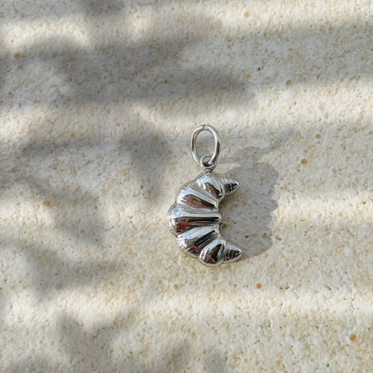Edelstahl Charm "Croissant Silber" 14K vergoldet