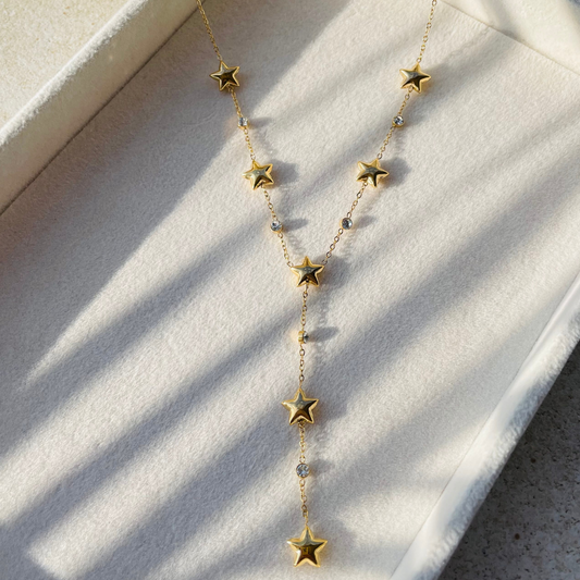 Edelstahl Y-Kette "Star Gold" 14K vergoldet