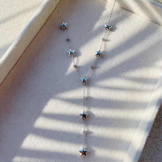 Edelstahl Y-Kette "Star Silber" 14K vergoldet