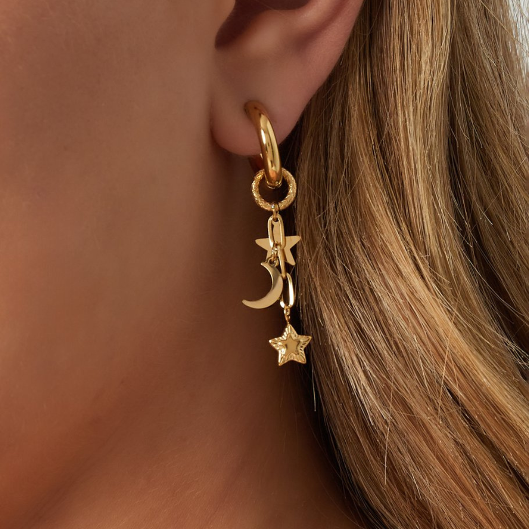 Edelstahl Ohrringe "Celestial Silber" 14K vergoldet