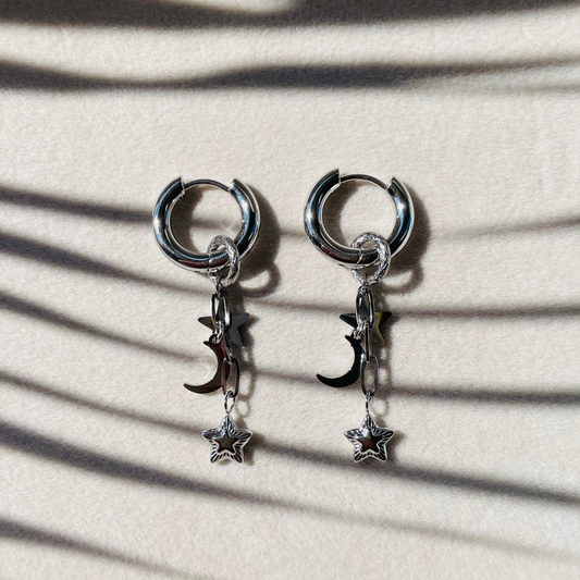 Edelstahl Ohrringe "Celestial Silber" 14K vergoldet