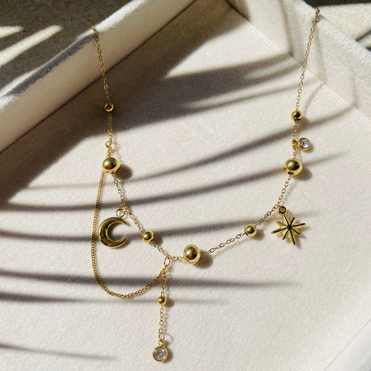 Edelstahl Kette "Moonstar Gold" 14K vergoldet
