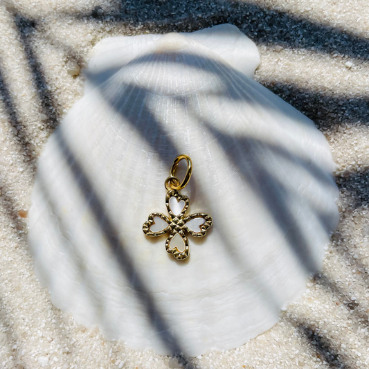 Edelstahl Charm "Azalea Gold" mit Perlmutt