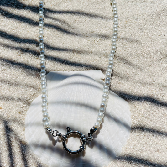 Charm Kette "Pearlin Silber" handgemacht
