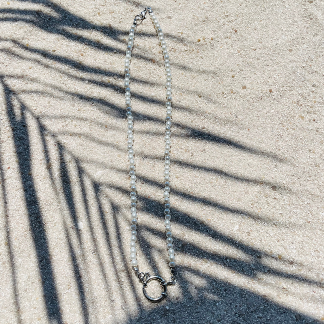 Charm Kette "Pearlin Silber" handgemacht
