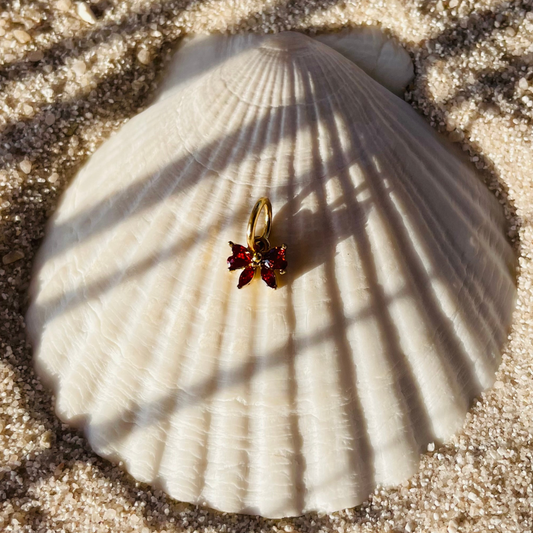 Edelstahl Charm "Mahalo Rot" 14K vergoldet