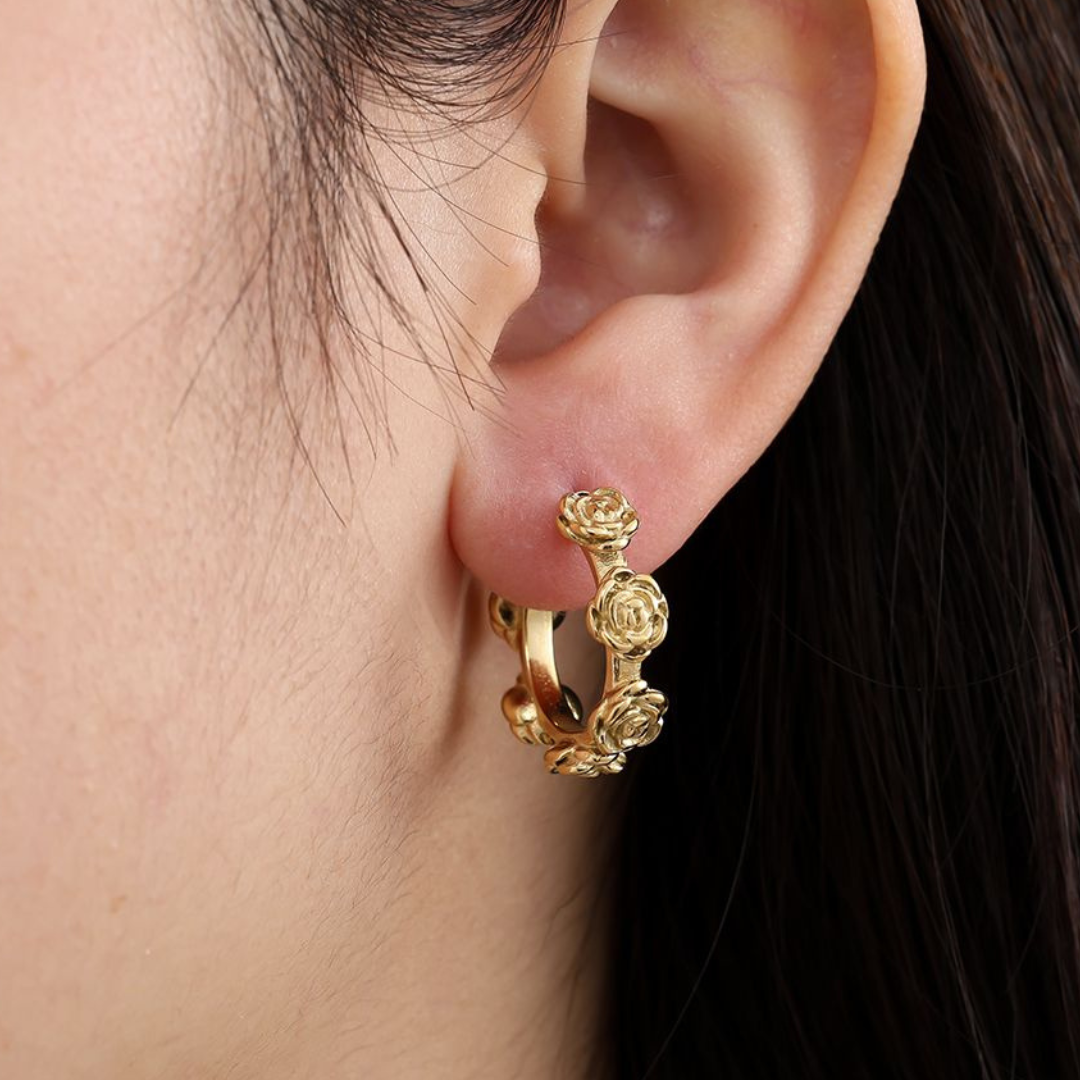 Edelstahl Ohrstecker "Rosy Silber" 14K vergoldet