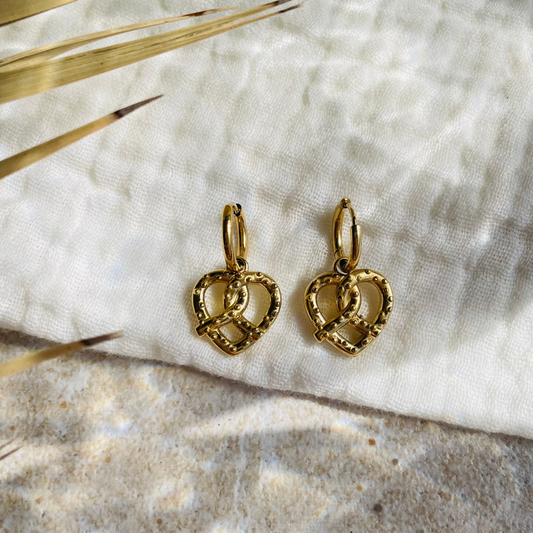 Edelstahl Ohrringe "Brezn Gold" 14K vergoldet