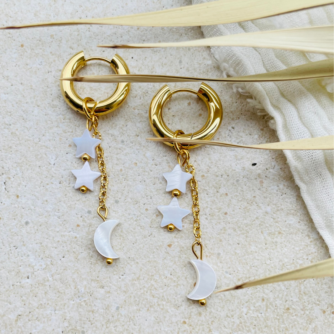 Edelstahl Ohrringe "Moonstar" handgemacht
