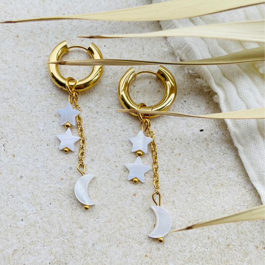 Edelstahl Ohrringe "Moonstar" handgemacht