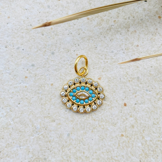 Edelstahl Charm "Evil Eye Gold" 14K vergoldet