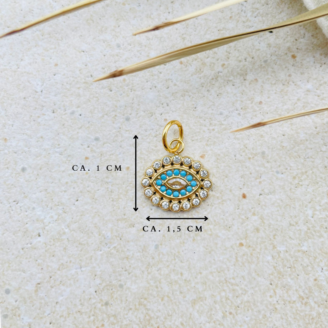 Edelstahl Charm "Evil Eye Gold" 14K vergoldet