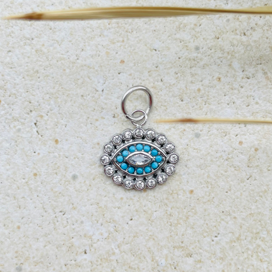 Edelstahl Charm "Evil Eye Silber" 14K vergoldet