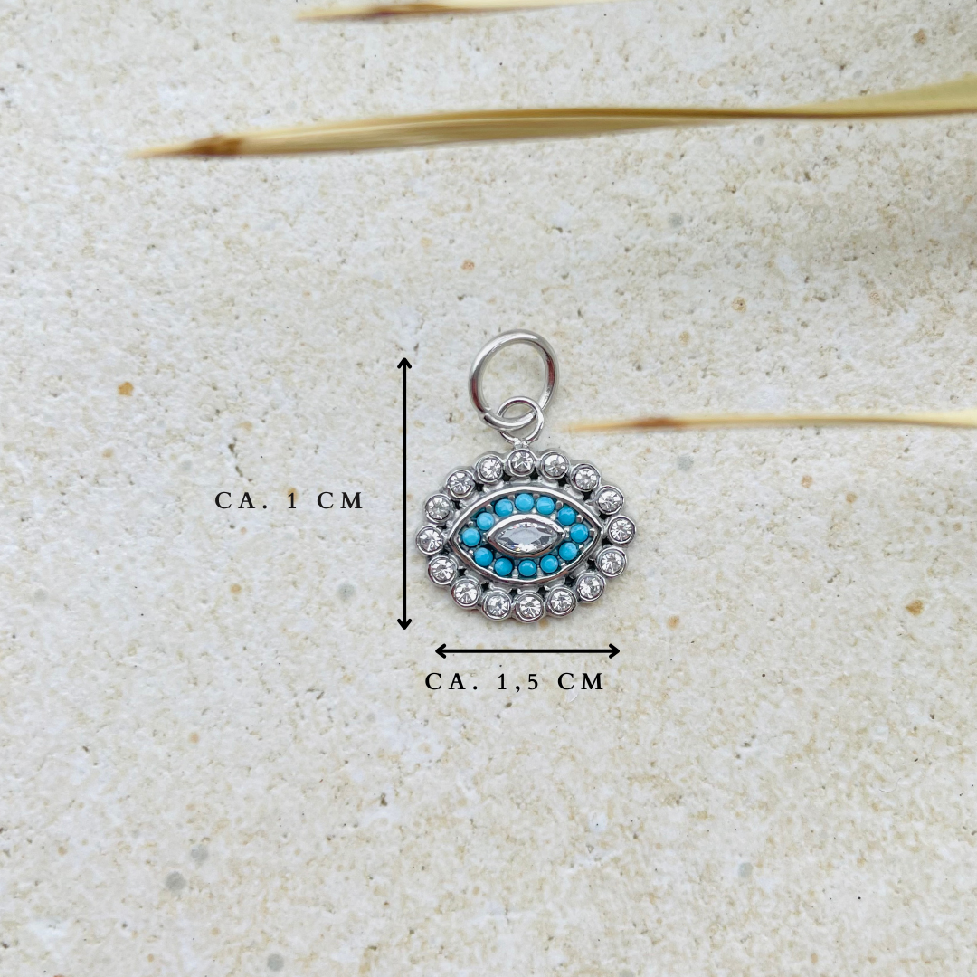 Edelstahl Charm "Evil Eye Silber" 14K vergoldet