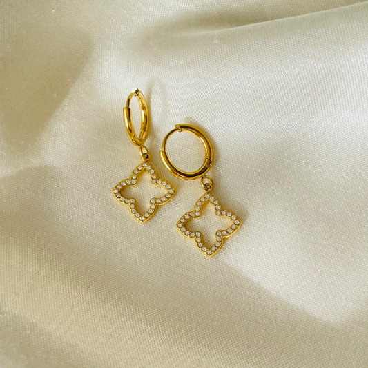 Edelstahl Ohrringe "Fleur Gold" 14K vergoldet